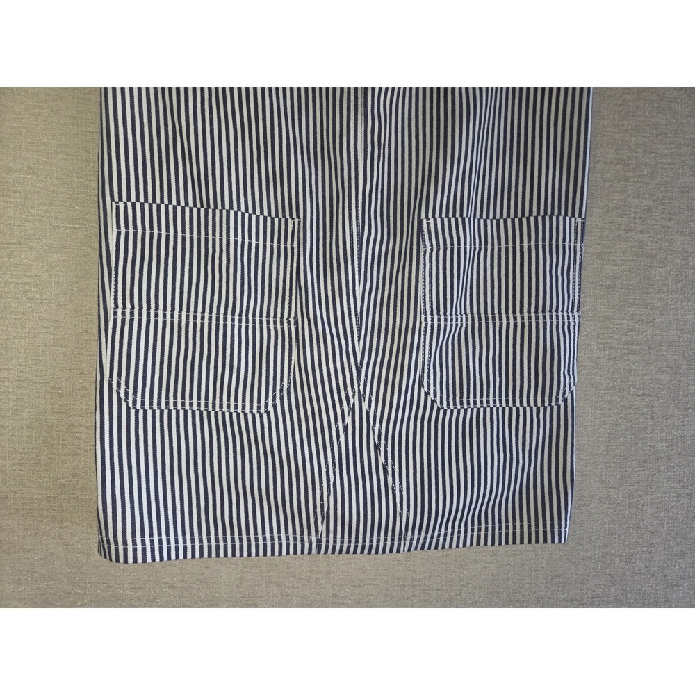 NWT Imily Bela Striped Overall Mini Dress Blue White Pinafore Pocket Size L - Picture 2 of 7